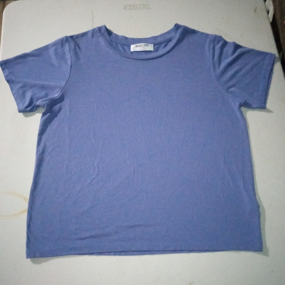 Double Zero Tops - Double Zero Women's Blue Textured Short Sleeve Tee Top - Size Small